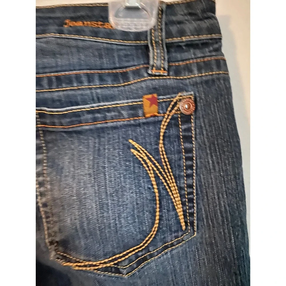 Jeanstar Lowrise Y2K Bleached Blue Dark Denim Jeans 12 Indie Sleaze 90s Ethereal